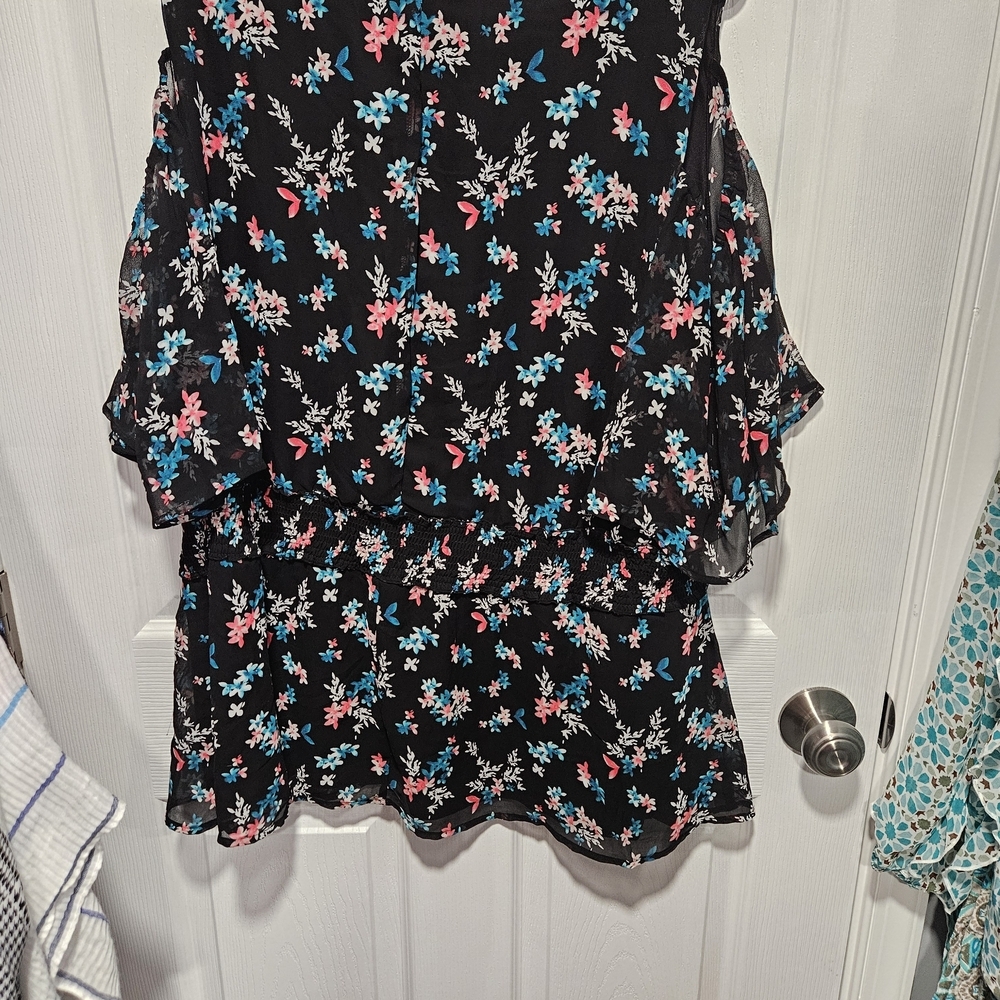 Lane Bryant Black Floral Blouse